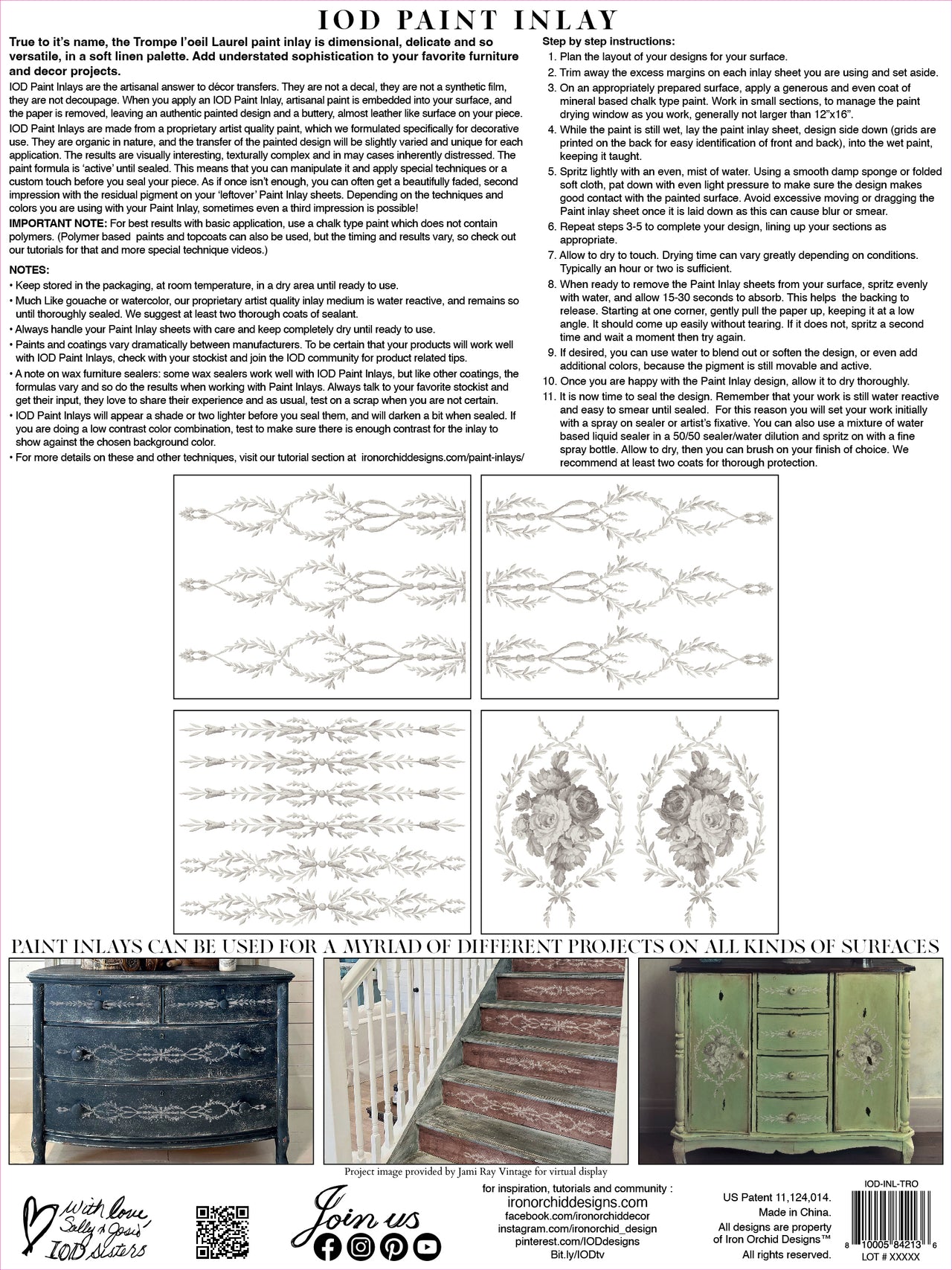 Trompe l’oeil Laurel IOD Paint Inlay 12x16 Pad™ - Iron Orchid Designs