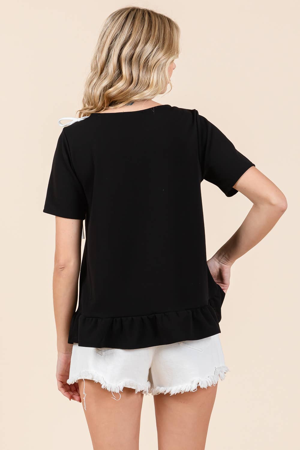 Plus 3-Bow Short Sleeve Top