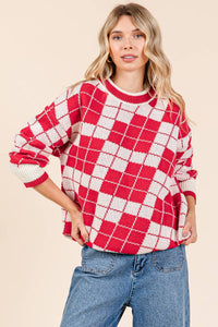 Thumbnail for Oversized Checker Knit Sweater