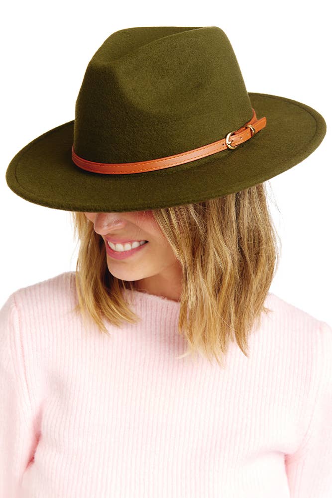 Belt Point Fedora Hat: Oatmeal