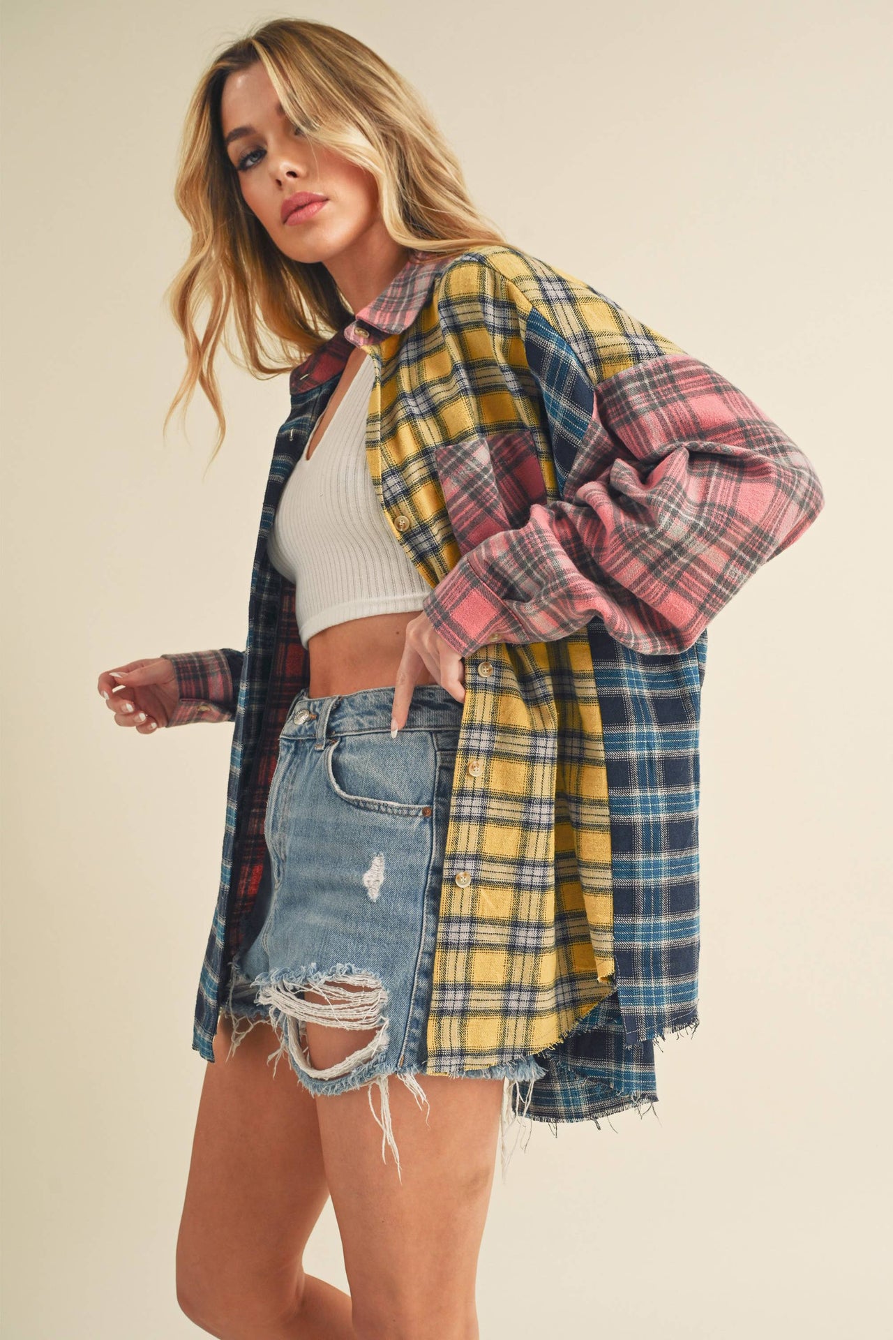 Neela Multi Color Plaid Flannel Shirt