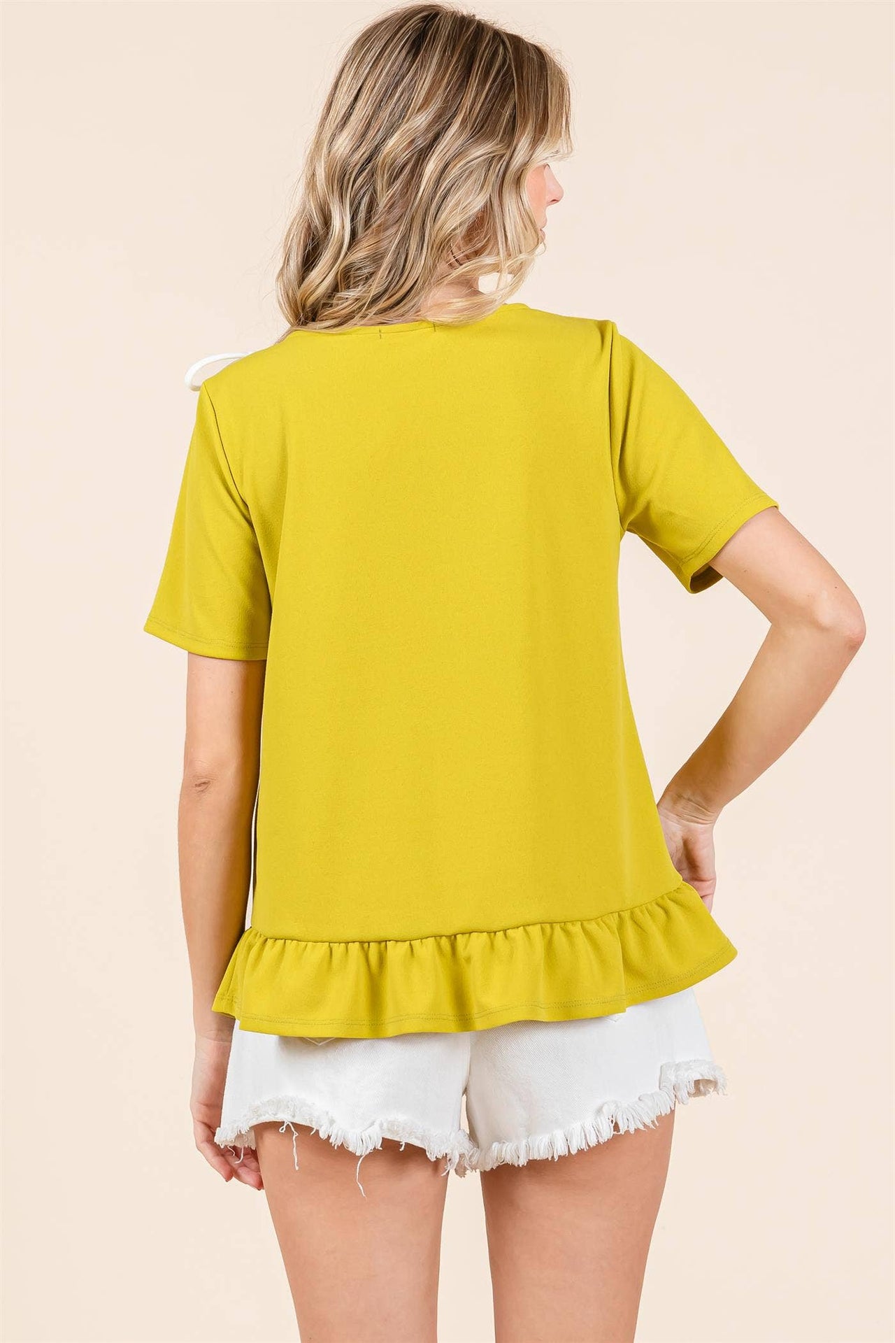 Plus 3-Bow Short Sleeve Top