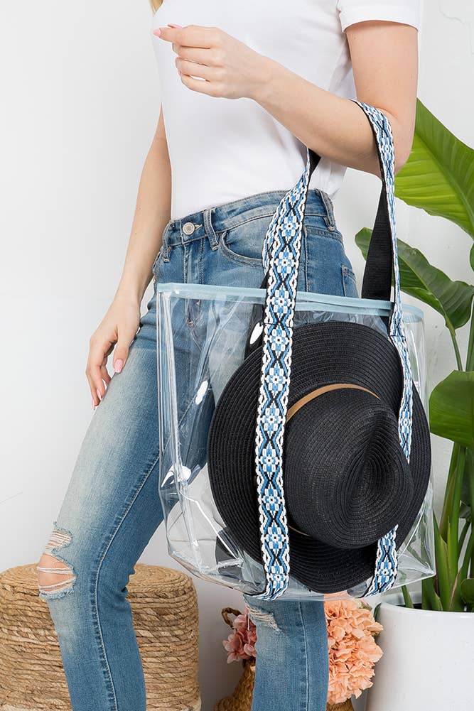 Hat Carrying Clear Tote Bag: Navy