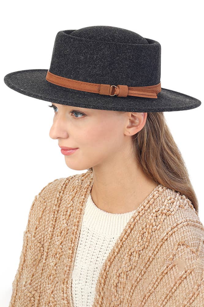 Wool Felt Fedora Hat: Black