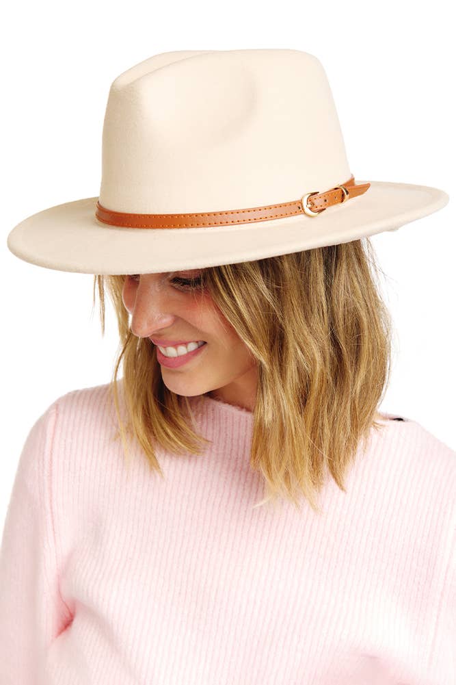 Belt Point Fedora Hat: Oatmeal