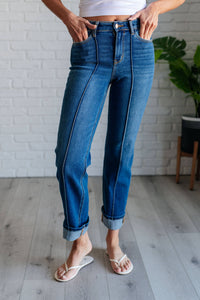 Thumbnail for Judy Blue High Rise Center Seam Detail Straight Jeans