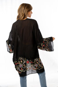 Thumbnail for Fun In Florals Kimono - Black: OS