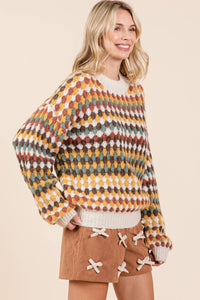 Thumbnail for Multicolor Hexagon Knit Sweater