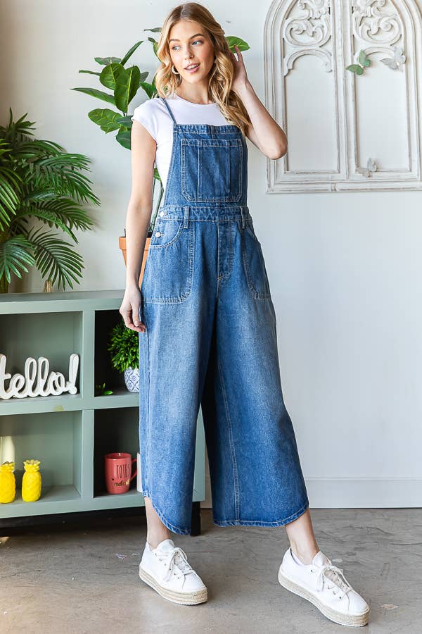 TIE BACK DENIM OVERALL