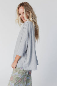 Thumbnail for Cozy Cool Oversized Tee - Heather Gray