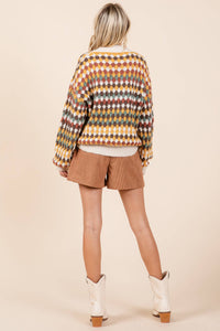 Thumbnail for Multicolor Hexagon Knit Sweater