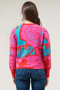 Thumbnail for Zinnia Floral Gathered Shoulder Sweater