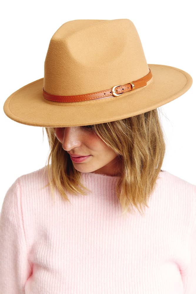 Belt Point Fedora Hat: Oatmeal