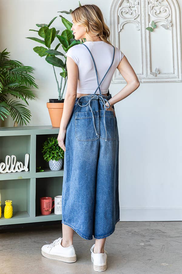 TIE BACK DENIM OVERALL