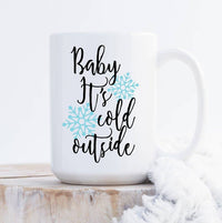 Thumbnail for Sweet Mint Handmade Goods - 15oz Baby It's Cold Outside Mug, Blue Snowflakes, Winter Mug