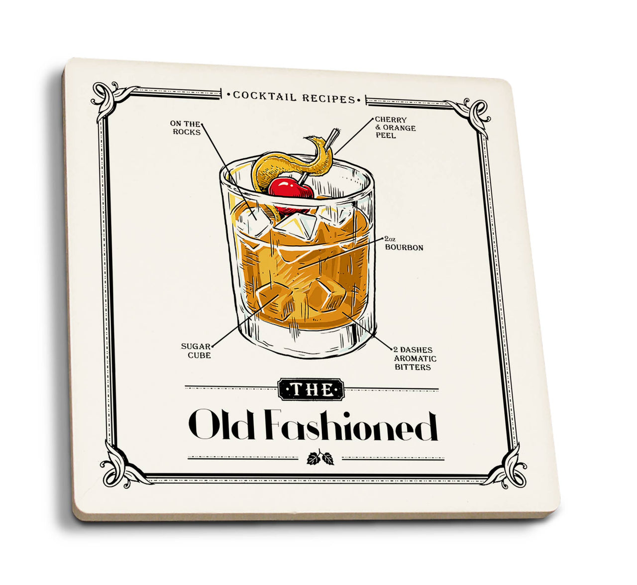 Prohibition Cocktail Recipe Old Fashioned Ceramic Coasters