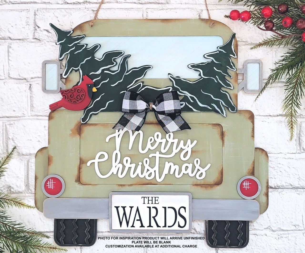 Merry Christmas Welcome Truck 3-D Layered Wood Blank
