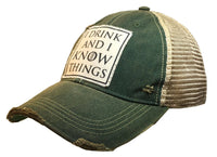 Thumbnail for I Drink And I Know Things Distressed Trucker Cap Cap