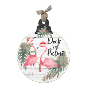 LG Deck the Palms Flamingos Ornament Sign