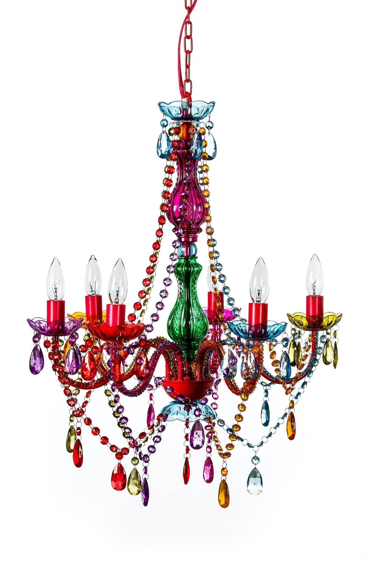 6 Light Multi Colored Chandelier - Rubbish Restyled