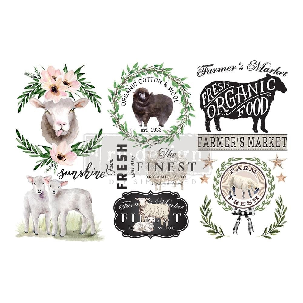 6" x 12" Sweet Lamb 3 sheets - Redesign with Prima Transfer - Rub on Decal - Rubbish Restyled