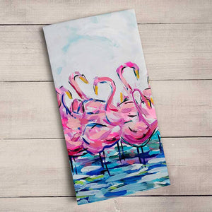 Flamingo Flock by Maren Devine Tea Towels