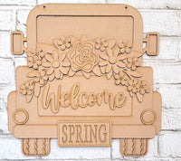 Thumbnail for Welcome Floral Truck Back with Blank rear plate S 3-D Layered Wood Blank