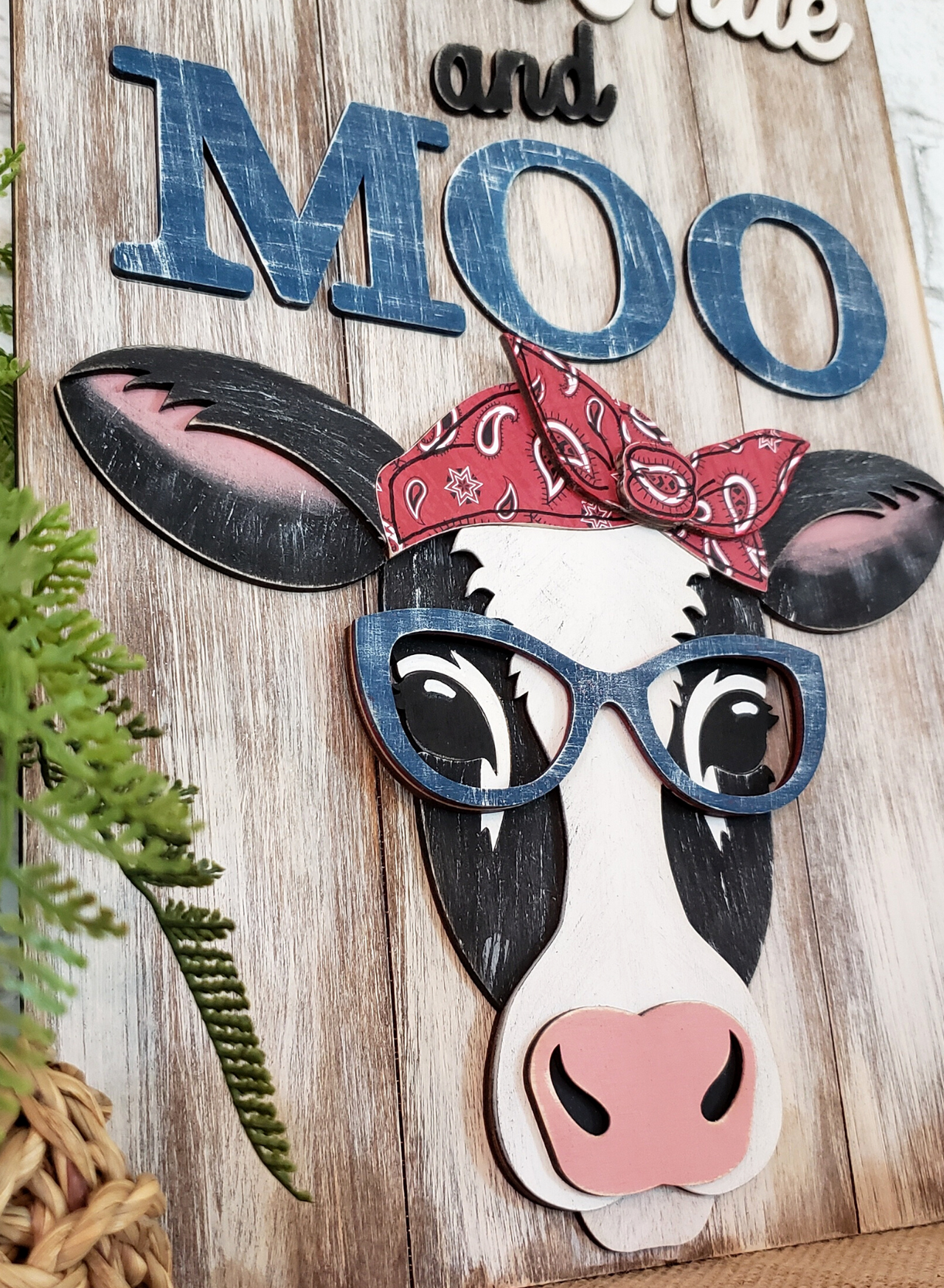 Red, White and Moo 3-D Layered Wood Blank