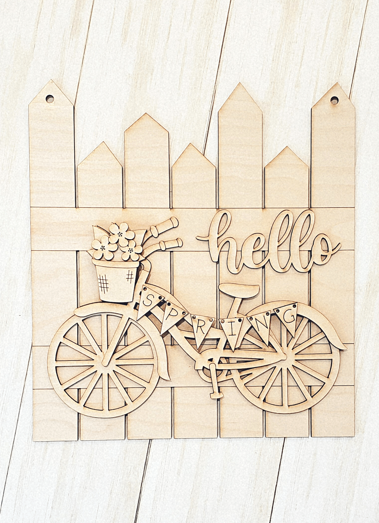 Hello Spring Bicycle 3-D Layered Wood Blank