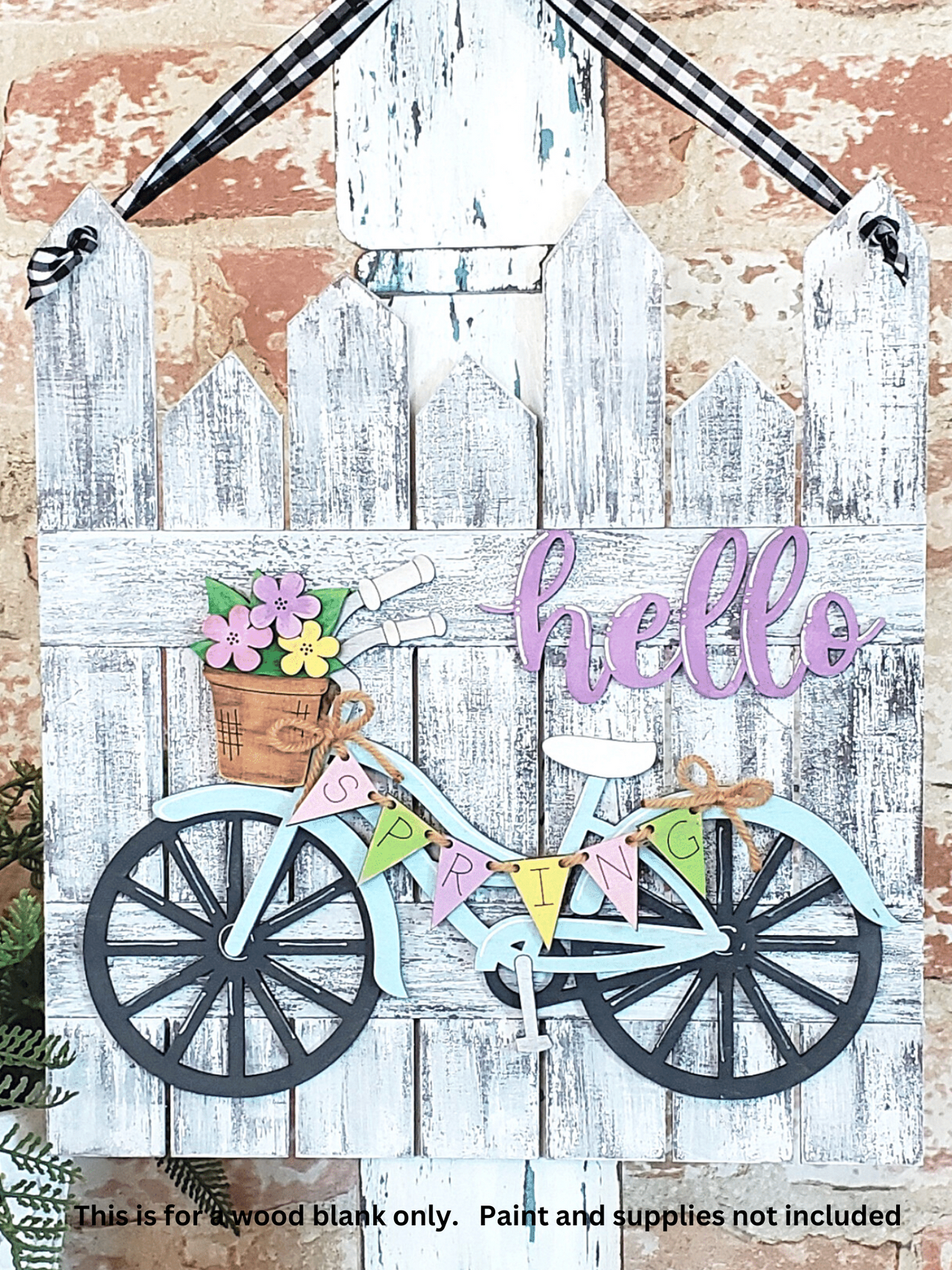 Hello Spring Bicycle 3-D Layered Wood Blank