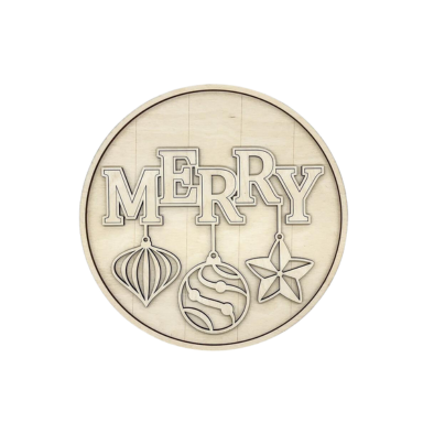 Merry ornaments sign 3-D Layered Wood Blank