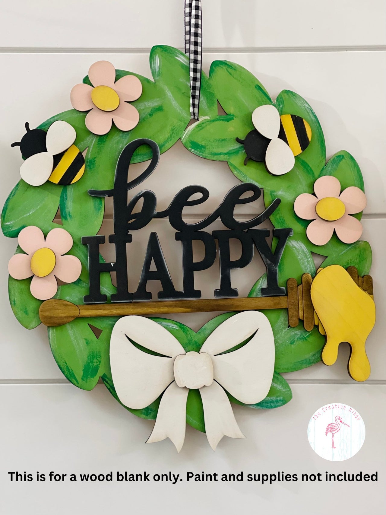 Bee Happy Wreath 3-D Layered Wood Blank - Rubbish Restyled