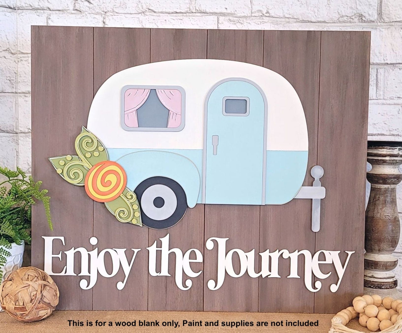 Camper Enjoy the Journey 3-D Layered Wood Blank - Rubbish Restyled