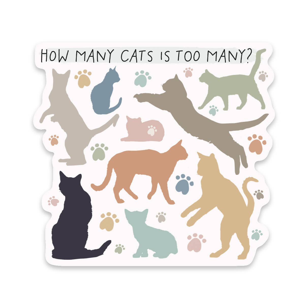 Cats Too Many Sticker - Rubbish Restyled