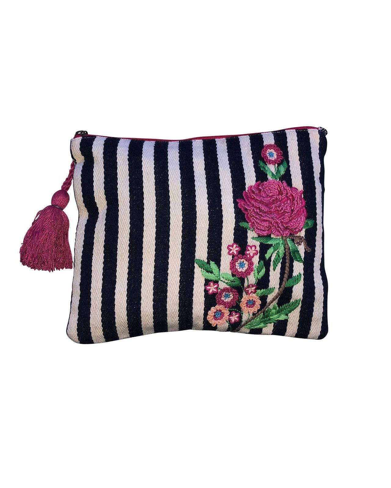 Chloe & Lex - Striped Wristlet with Embroidery - Rubbish Restyled