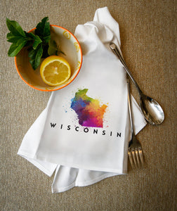 Towel Wisconsin State Abstract Watercolor