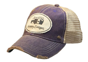 Happy Camper Distressed Trucker Hat Baseball Cap