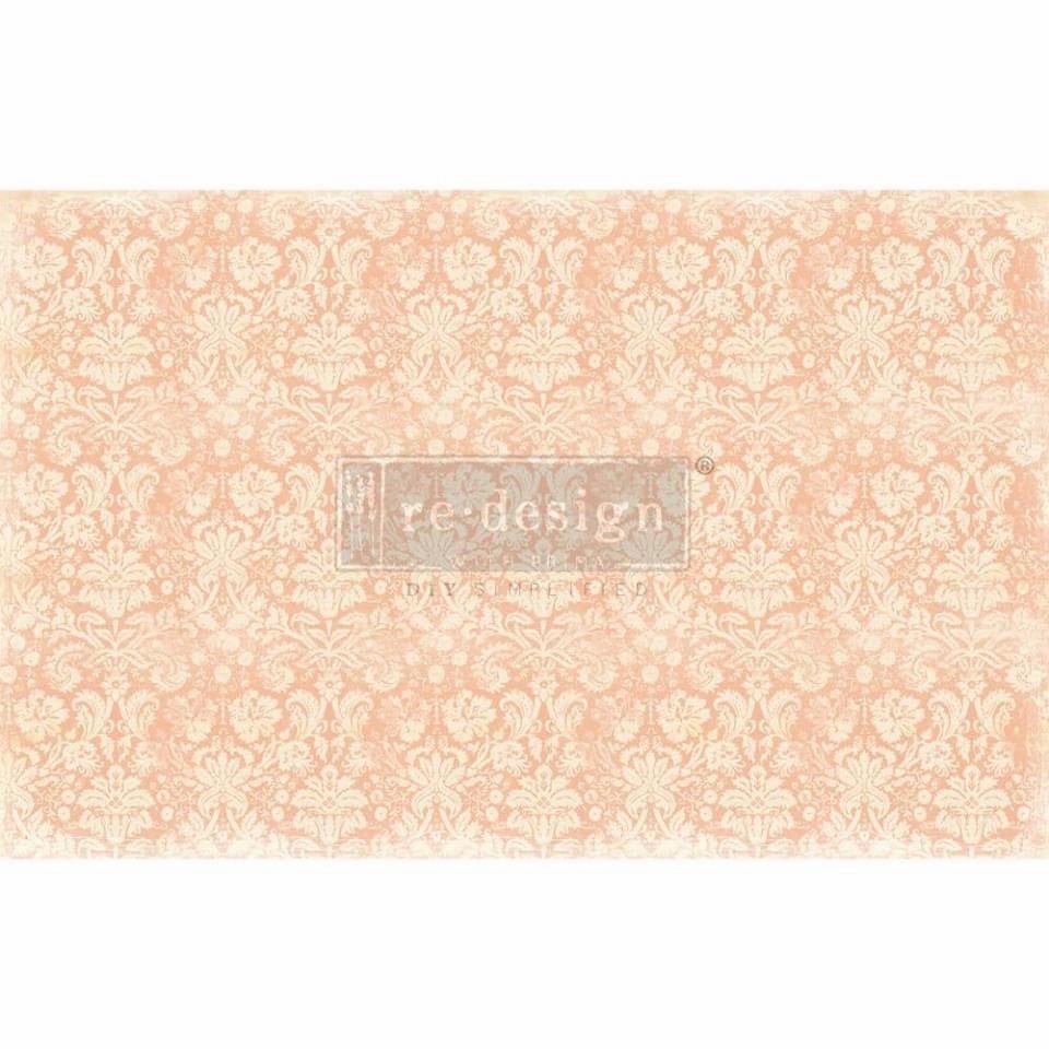 Peach Damask - 19" x 30" Decoupage Decor Tissue Paper - Redesign with Prima