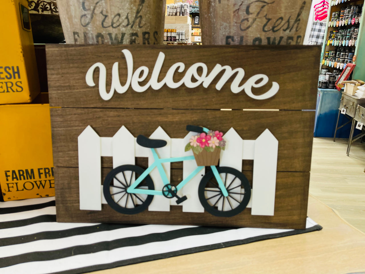Pallet Welcome Bicycle Sign In - Person Workshop