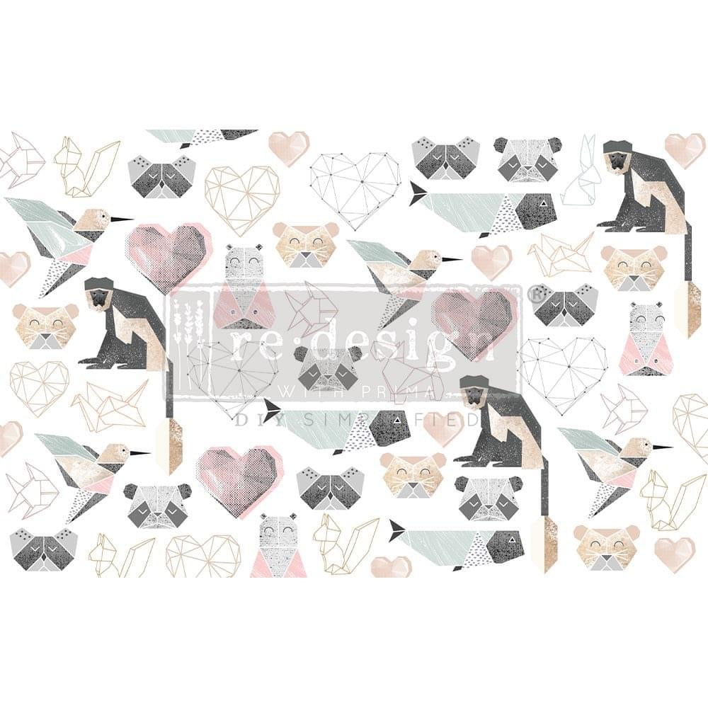 ORIGAMI LOVE - Decoupage Decor Tissue 19" x 30" - Redesign With Prima One Sheet