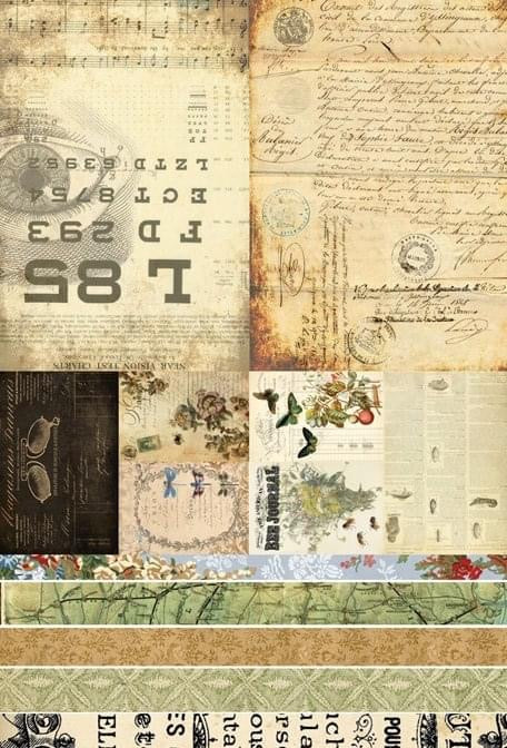Junk Journal Project Blocks 20" x 30" Roycycled Treasures Decoupage Tissue Papers -