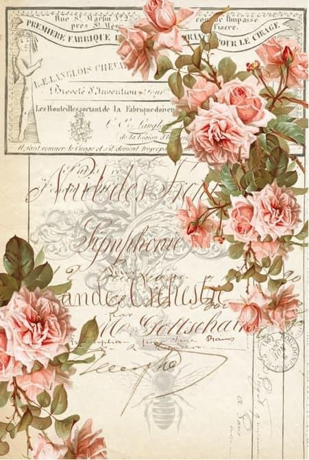 Floral Ephemera 20" x 30" Roycycled Treasures Decoupage Tissue Papers -