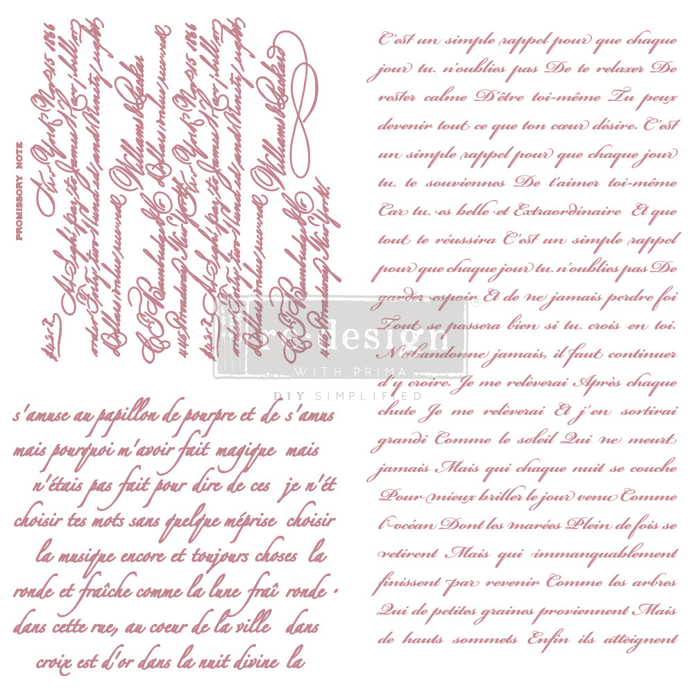 Vintage Script – 12×12 CLEAR CLING REDESIGN DECOR CLEAR-CLING STAMPS –
