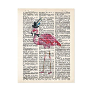 Flamingo in Top Hat and Bow Tie
