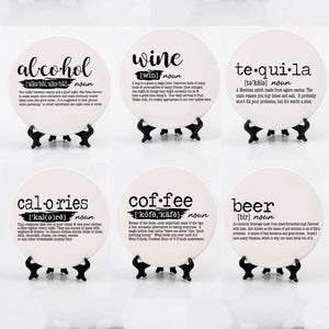 Tequila Funny Dictionary Definition Coasters | Handmade Ceramic and Cork USA made