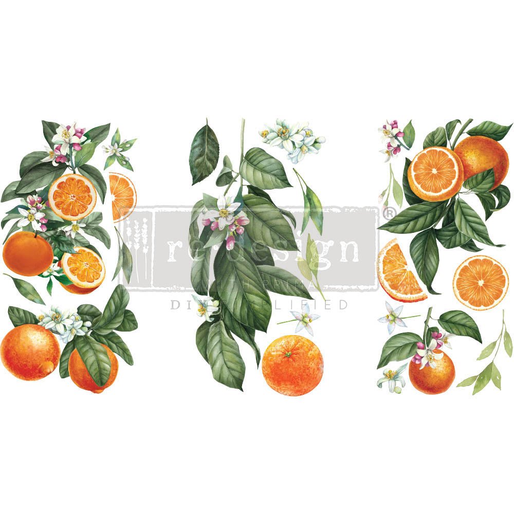 * New Release 6" x 12" Citrus Slice 3 sheets - Redesign with Prima Transfer - Rub on Decal - Rubbish Restyled
